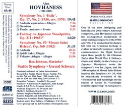 Hovhaness: Symphony No. 1 - Exile / Symphony No. 50 - Mount Saint Helens / Fantasy on Japanese Woodprints