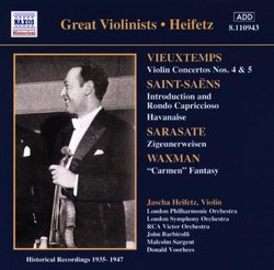 Great Violinists - Heifetz: Vieuxtemps, Saint-Saens, Sarasate, Waxman