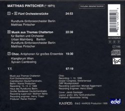 Matthias Pintscher: Fünf Orchesterstücke; Musik aus Thomas Chatterton; Choc