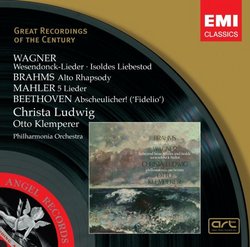 Wagner: Wesendonck Lieder & Isoldes Liebestod/Brahms: Alto Rhapsody/Mahler: 5 Lieder - Christa Ludwig, Otto Klemperer, Philharmonia Orchestra