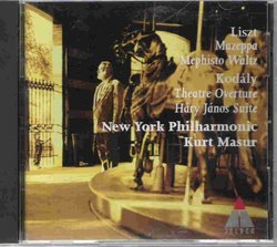 Liszt: Mazeppa; Mephisto Waltz, Kodaly: Theatre Overture; Hary Janos Suite, New York Philharmonic, Masur