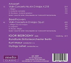 Historical Recording Igor Bezrodny Plays Mozart and Beethoven By MELOCLASSIC