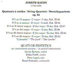 Haydn: Six Sting Quartets, Op. 64 (Quatuors A Cordes)