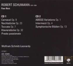 Schumann Carnaval Op.9 / Nachtstucke Op.23 / Toccata Op.7 / Klavierstucke Op.32 / Presto Passi