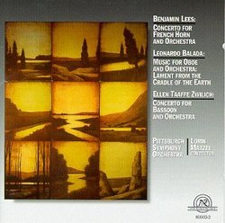 Lees: Concerto for French Horn & Orchestra; Balada: Music for Oboe & Orchestra; Zwilich: Concerto for Bassoon & Orchestra