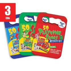 150 Toddler Songs - Set of 3 Activity Kits (Packaged in carrying case with Stickers, Crayons and Coloring Book)