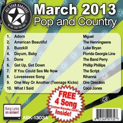 All Star Karaoke March 2013 Pop and Country Hits A (ASK-1303A)