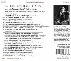 Wilhelm Backhaus plays Chopin, Liszt, Schumann & Encore Pieces - HMV Recordings 1925-1937