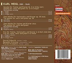 Weigl: Violin Sonata No. 2; Two Pieces for Violin; Two Pieces for Cello; Piano Trio