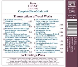 Franz Liszt: Transcriptions of Vocal Works