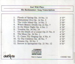 Earl Wild Plays Rachmaninov Songs (The Earl Wild Transcriptions)