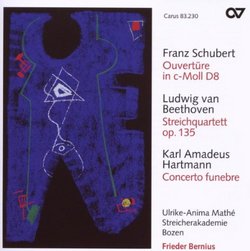 Schubert: Ouvertüre c-Moll; Beethoven: Streichquartett op. 135; Hartmann: Concerto funebre