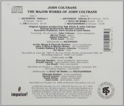 Major Works of John Coltrane: Ascension 1 & 2 / Om / Kulu Se Mama / Selflessness