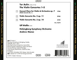 Aulin:Violin Concertos 1-3 [Ulf Wallin; Helsingborg Symphony Orchestra; Andrew Manze] [Cpo: 777826-2]