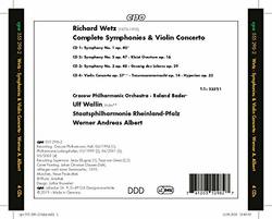 Wetz: Complete Symponies and Violin Concerto [Ulf Wallin; Cracow Philharmonic Orchestra; Staatsphilharmonie Rheinland-Pfalz; Werner Andreas Albert; Roland Bader] [Cpo: 555298-2]