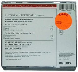 Beethoven Piano Concerto 1 & 2 / Claudio Arrau / Staatskapelle Dresden / Sir Colin Davis (Philips)