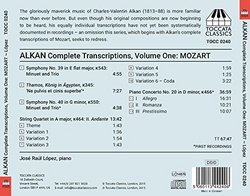 Charles-Valentin Alkan: The Complete Transcriptions Mozart, Vol. 1