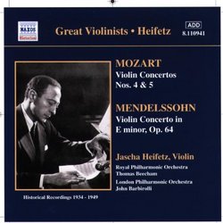 Violin Concertos: Mozart Nos 4 & 5, Mendelssohn in E min.