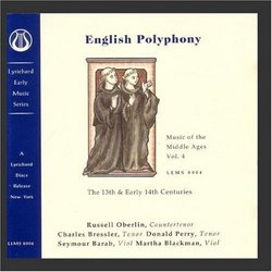 Music of the Middle Ages, Vol 4:  English Polyphony of the 13th & Early 14th Centuries