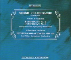Celibidache Conducts Brahms: Variations on a Theme of Haydn in Bf Op56a; Bruckner: Symphonies 5 + 8