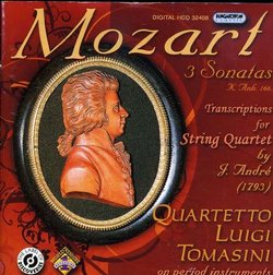 Mozart: 3 Sonatas; Transcriptions for String Quartet by J. André