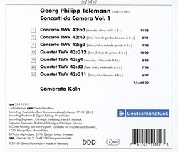 Telemann: Concerti da Camera, Vol. 1