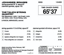 Brahms: String Quartet 3 & Clarinet Quintet Op 115