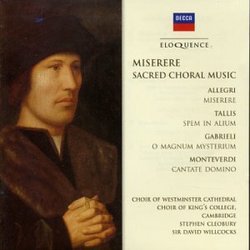 Miserere: Sacred Choral Music [Canada]