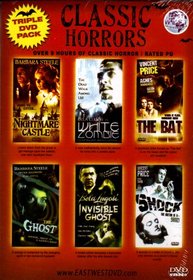 CLASSIC HORRORS"Triple DVD Pack and double feaure"[6 Classic Tales Of Fright]"Nightmare Castle+White Zombie+The Bat+The Ghost+The Invisible Ghost+Shock"
