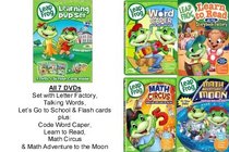 LeapFrog 7 DVDs: Learning Set: Letter Factory, Talking Words Factory, Let's Go to School. Plus Talking Words 2 (Code Word Caper), Learn to Read At the Storybook Factory, Math Circus & Math Adventure to the Moon (Leap Frog)