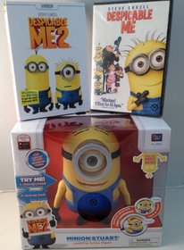 3-Item Bundle: Despicable Me 1 and 2 DVDs with Laughing Stuart Action Figure