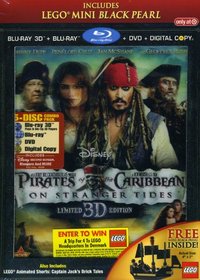 Pirates of the Caribbean On Stranger Tides 5 Disc LIMITED EDITION (Blu-ray 3D, Blu-ray 2 Disc, DVD, Digital Copy) Includes Lego Mini Black Pearl
