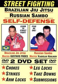 BRAZILIAN JIU JITSU & RUSSIAN SAMBO: Unbeatable Streetfighting Self-Defense Techniques! 2 DVD SET!