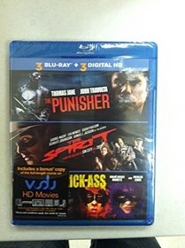 3 Blu-Ray Movie Collection The Punisher, The Spirit, Kick-Ass