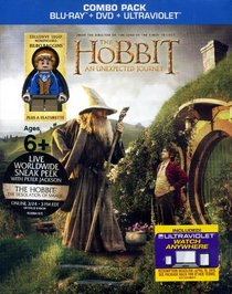 THE HOBBIT An Unexpected Journey COMBO PACK Blu Ray+DVD+Ultraviolet PLUS EXCLUSIVE Bilbo Baggins LEGO MINIFIGURE