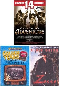 [5 DVDs Of Classic Adventures] Three Musketeers, Iron Mask, Son Of Monte Cristo, Beloved Rogue, Robin Hood, Thief Of Baghdad, East Of Borneo, Adventures Of The Scarlet Pimpernel, Zorro "PLUS" 4 original classic television episodes of The Adventures Of Sir