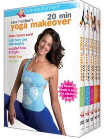 Sara Ivanhoe's 20 Min Yoga Makeover - 5 Volume Gift Set (Power Beauty Sweat, Total Body Tone with Weights, Flat Abs, Weight Loss, Sculpted Buns & Thighs)