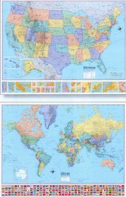 U.S./World 2 for 1 Map (Economy Line Wall Maps United States and World 2 for 1)
