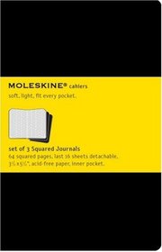 Moleskine Squared Cahier Journal Black Pocket: set of 3 Squared Journals