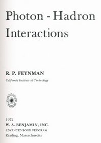 Photon-Hadron Interactions (Frontiers in physics)