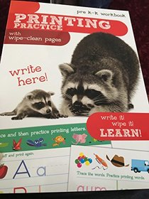 Printing Practice with Wipe-Clean Pages - Grade Pre- K to K Workbook