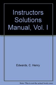 Instructors Solutions Manual, Vol. I