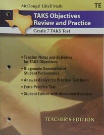 Taks Objectives Review and Practice Grade 7 Taks Test (Teacher's Edition) Texas Edition
