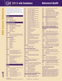 CPT 2013 Express Reference Coding Card Behavioral Health