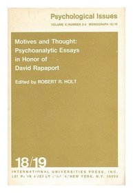 Motives and Thought: Psychoanalytic Essays in Honor of David Rapaport