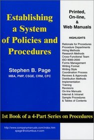 Establishing a System of Policies and Procedures