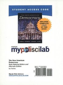 MyPoliSciLab with Pearson eText Student Access Code Card for New American Democracy (standalone) (6th Edition) (Mypoliscilab (Access Codes))