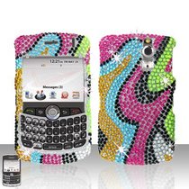 Sparkling Green Blue Orange Pink Black Color Full Diamond Rhinestones Bling Design - Snap On Hard Cover Protector Faceplate Case for Blackberry Curve 8300 8310 8320 8330