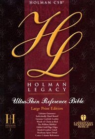 Holman Legacy Ultrathin Reference Bible Large: Holman Legacy, Ultrathin Reference, Black, Genuine Cowhide Leather, Large Print Edition,Words of Christ in Red, Two Ribbon Markers, Bonded leather Lin