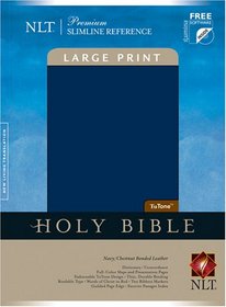 Holy Bible: New Living Translation, TuTone Navy/Chestnut Bonded Leather Premium Slimline Reference (Book only)